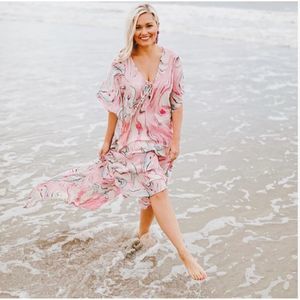 Buddy Love Natalie Maxi Dress Pink Geode Watercolor Swirl CG3148 BuddyLove Med